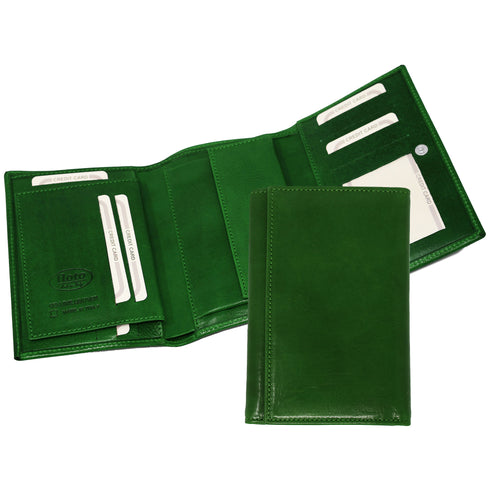 Floto Venezia Long Leather Tri-fold Wallet in Green 2