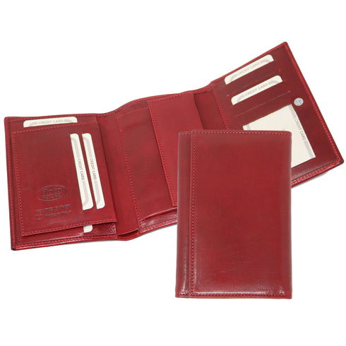 Floto Venezia Long Leather Tri-fold Wallet in red 2