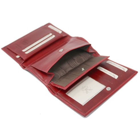 Floto Venezia Long Tri-fold Leather Wallet in red 6