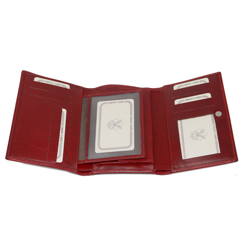 Floto Venezia Long Tri-fold Leather Wallet in Red 5
