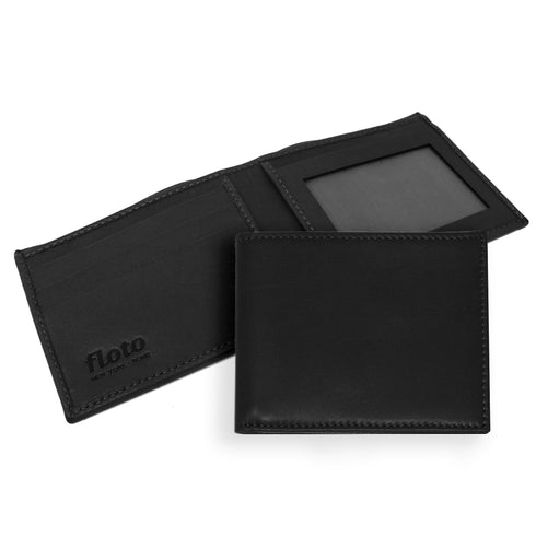 Italian Lambskin Nappa Leather Wallet Floto Billfold ID black 2