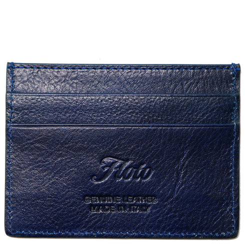 Floto Italian Venezia Leather Credit Card Wallet blue