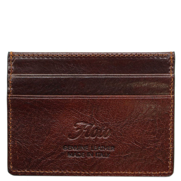 Floto Italian Venezia Leather Credit Card Wallet vecchio brown