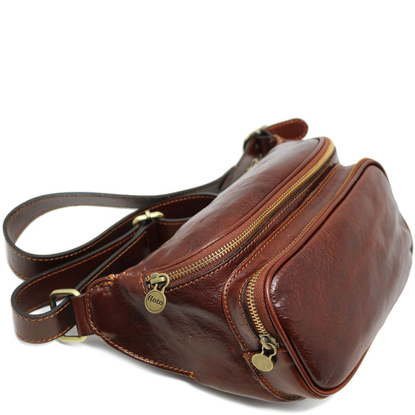 Leather Fanny Pack Waist Bag Floto Brown 2