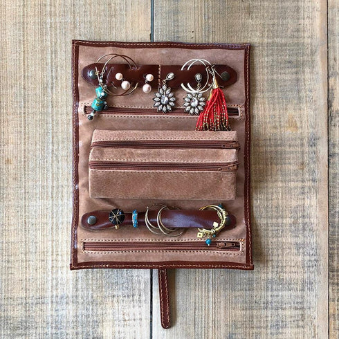 Leather Jewelry Roll Case Floto inside