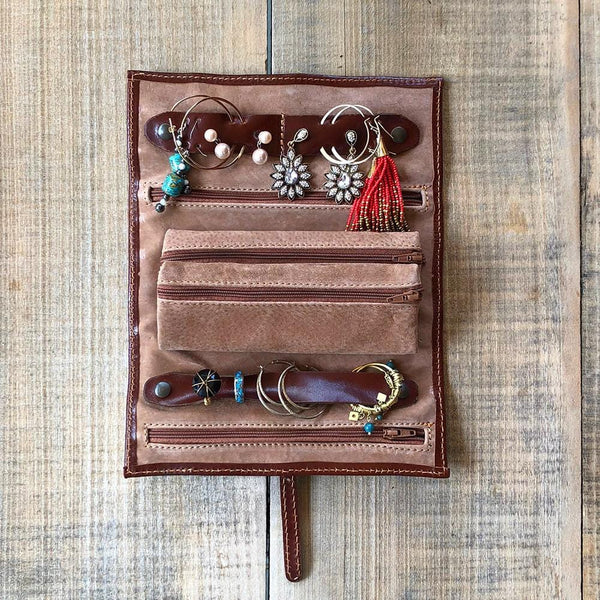 Leather Jewelry Roll Case Floto inside