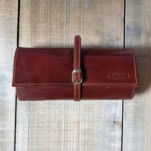 Leather Jewelry Roll Case Floto brown