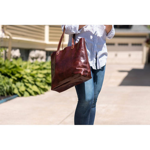 leather shoulder tote bag floto piazza brown 2