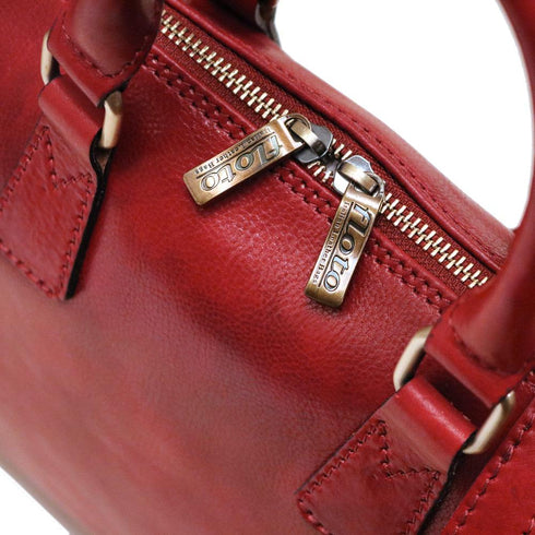 Leather Slim Briefcase Milano Red Close