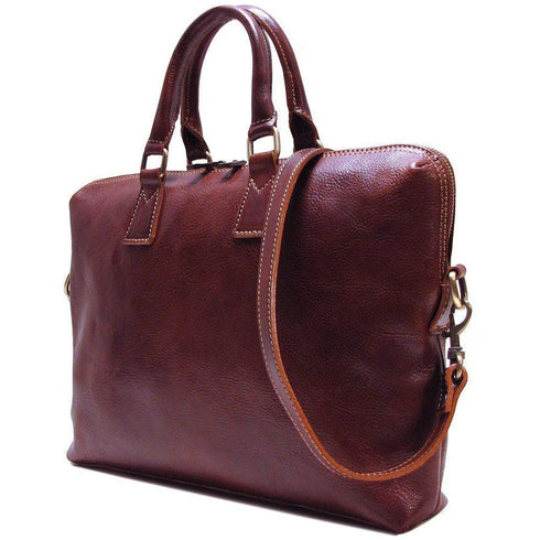 Leather Slim Briefcase Floto Milano side