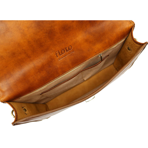 Floto Milano Italian Leather Briefcase tobacco inside