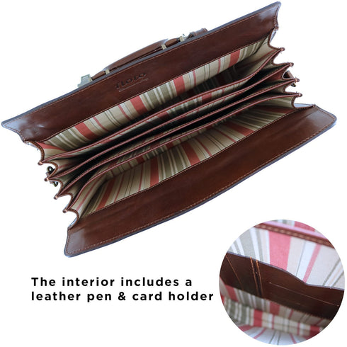 Floto Italian Leather Briefcase attache Trastevere brown 4