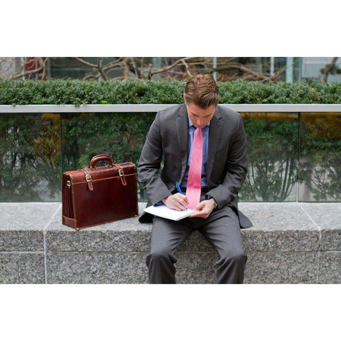 leather briefcase trastevere floto