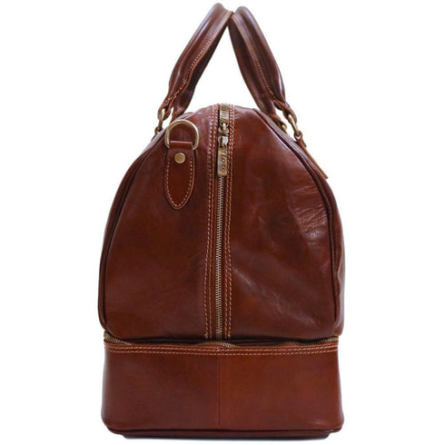 leather drop bottom duffle bag floto venezia brown