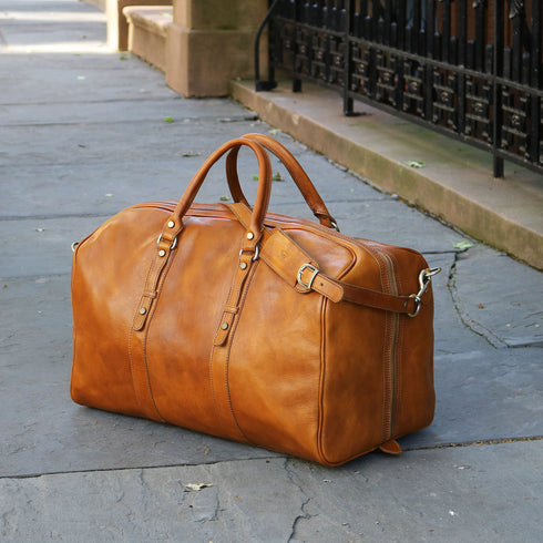 Leather Duffle Bag Floto Venezia Grande tobacco brown