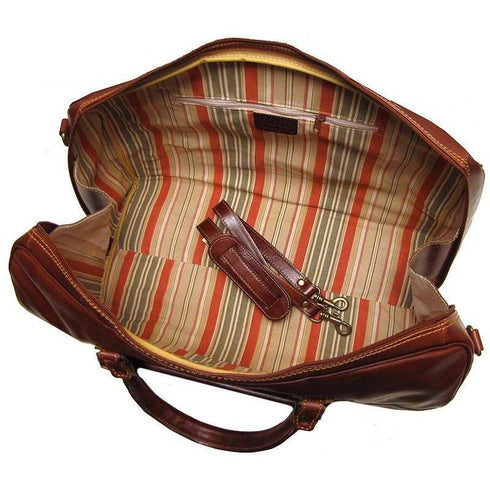 blue and brown leather duffle bag floto venezia westport