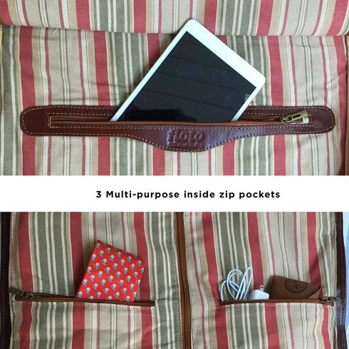 leather garment duffle bag