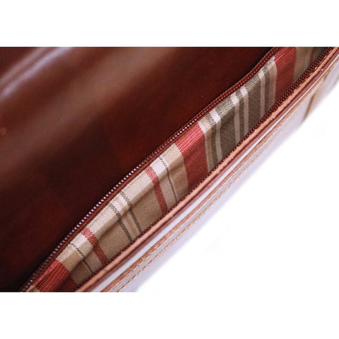 Floto Venezia Leather Laptop Briefcase in Brown