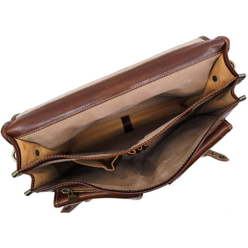 Italian Leather Briefcase Messenger Bag Floto Poste brown 4