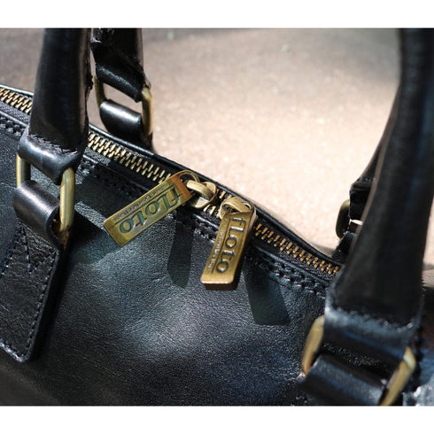 Leather Slim Briefcase Floto Milano black close