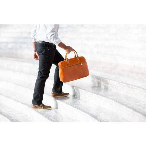 leather slim briefcase floto venezia