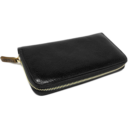 leather zipper wallet floto venezia black 2