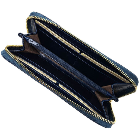 leather zipper wallet floto venezia blue