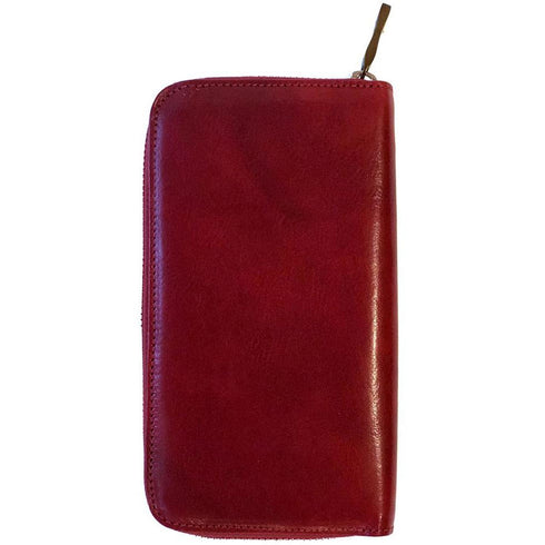 Floto Leather Long Zip Wallet red