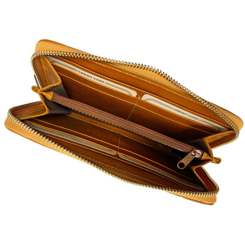 leather zipper wallet floto venezia yellow inside