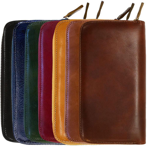 leather zipper wallet floto venezia brown, yellow, red, blue, black, green