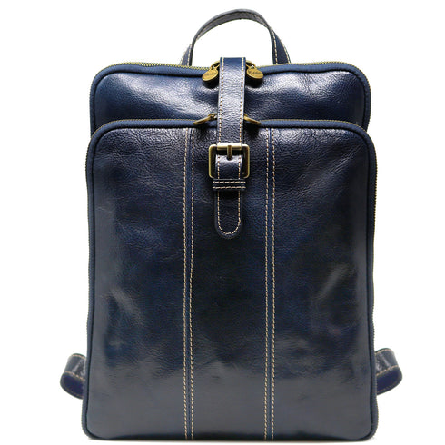 Floto Italian Leather Backpac Venezia Knapsack blue