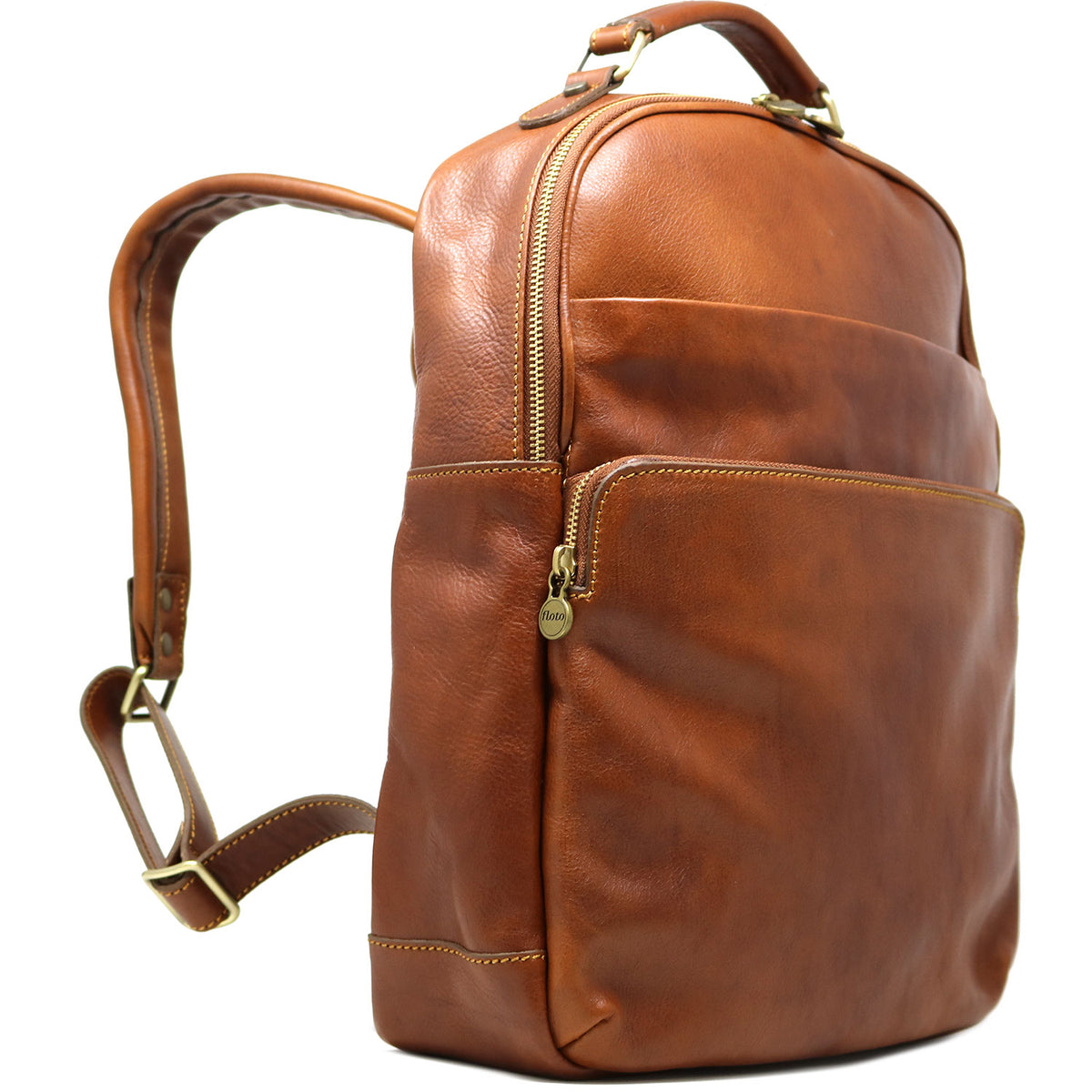 Floto Corsica Italian Leather Laptop Backpack in Brown display picture 3