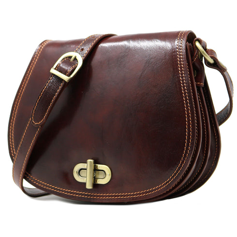 Floto Italian Leather Saddle Bag Cross Body Women's Bag in Vecchio Brown 2