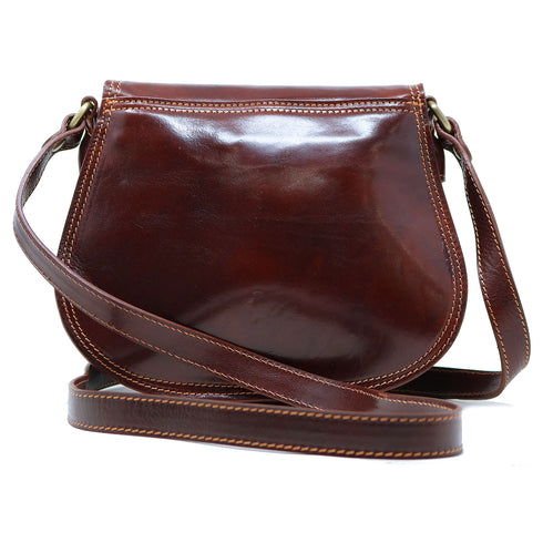Floto Italian Leather Saddle Bag Cross Body Women's Bag in Vecchio Brown 3