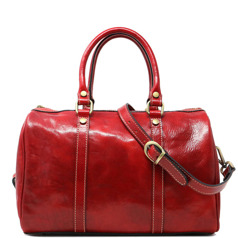 Floto Italian Leather Boston Bag Women's Handbag red