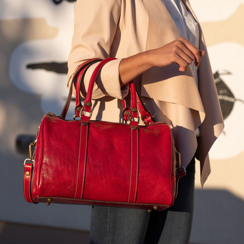 Floto Italian Leather Boston Bag Women's Handbag red 4