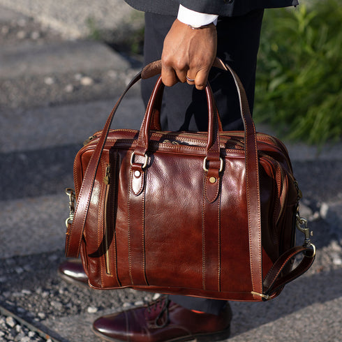 Leather Laptop Computer Briefcase Bag Floto Firenze brown 14