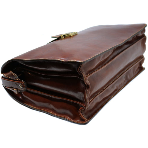 leather briefcase attache floto ciabatta brown 3