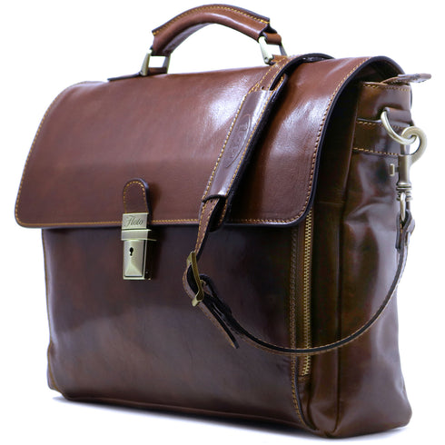 Briefcase Messenger Bag Floto Corsica Brown 2