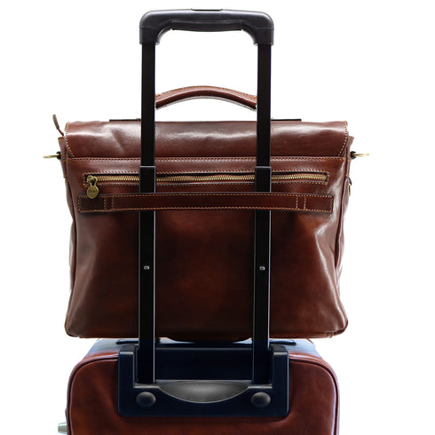 Briefcase Messenger Bag Floto Corsica Brown 5
