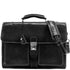 The Floto Novella leather briefcase is a men's attache business bag that is handcrafted in Italy. This is the Novella Brief in Black.