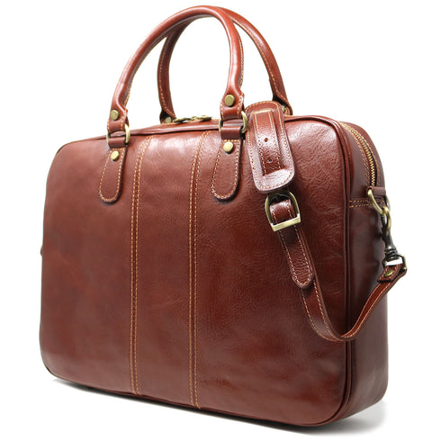 Slim Leather Briefcase Floto Venezia brown 3