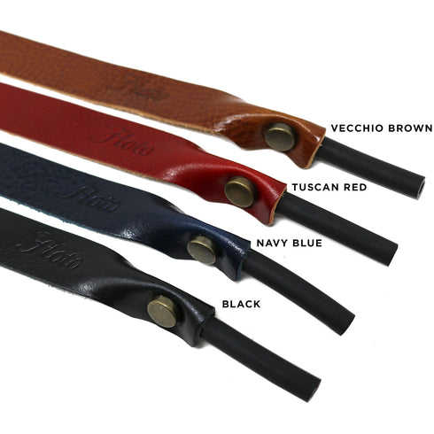 This is a Floto Sunglasses Strap eye wear retainer made from Italian full grain calfskin leather. All colors
