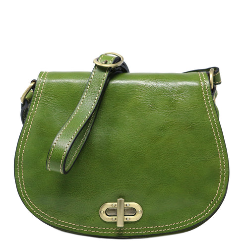 Floto Italian Leather Saddle Bag Cross Body Women's Bag  green