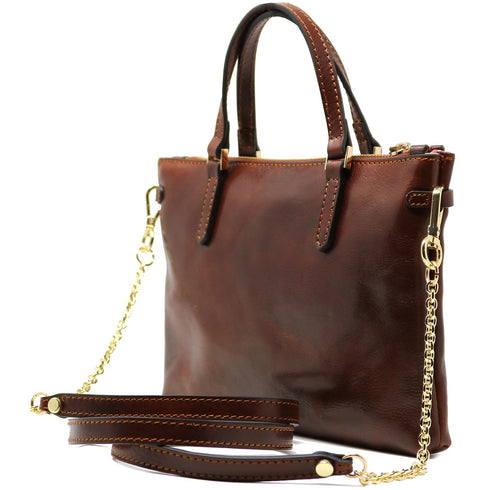 Leather Crossbody Bag Floto Sesto Italian Women's Bag brown side