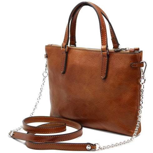 Leather Crossbody Bag Floto Sesto Italian Women's Bag olive brown side