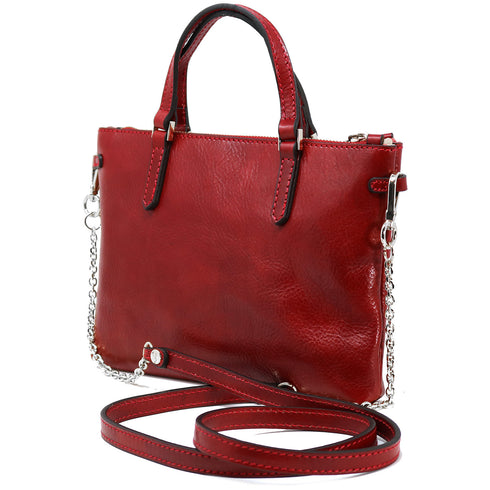 Leather Crossbody Bag Floto Sesto Italian Women's Bag red