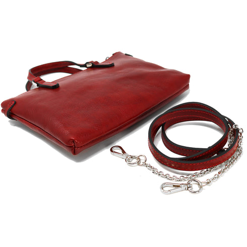 Leather Crossbody Bag Floto Sesto Italian Women's Bag red 3