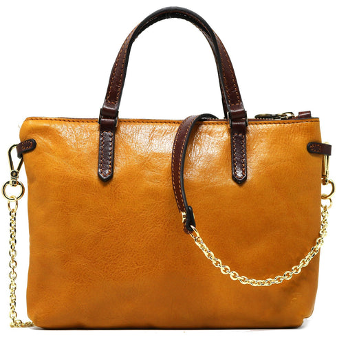 Leather Crossbody Bag Floto Sesto Italian Women's Bag yellow