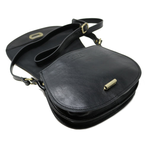 Floto Italian Leather Saddle Bag Cross Body Women's Bag black 2